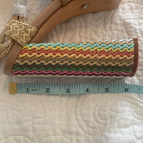 New Azalea Wang Flavia Multi Raffia Platform Sandal Heels size 8.5 - Picture 14 of 15